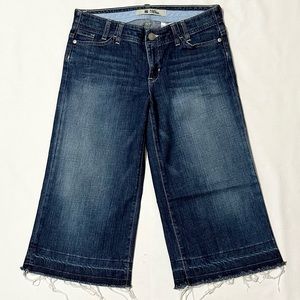 Vtg Y2K Gap Distressed Original Low Rise Wide Leg Cropped Frayed Hem Jeans - 8